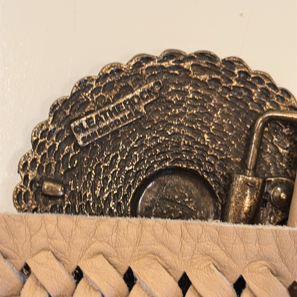 New LEATHEROCK Beaded Tan Leather Belt. 
Size L37. main image 4